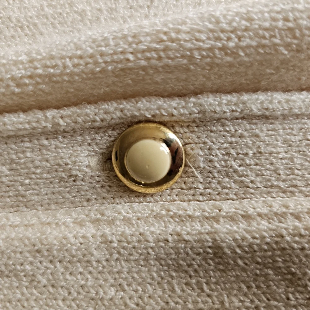 St.John By Marie Gray VTG Elegant Butter Yellow Cream Gold ButtonDown Dress Sz 4